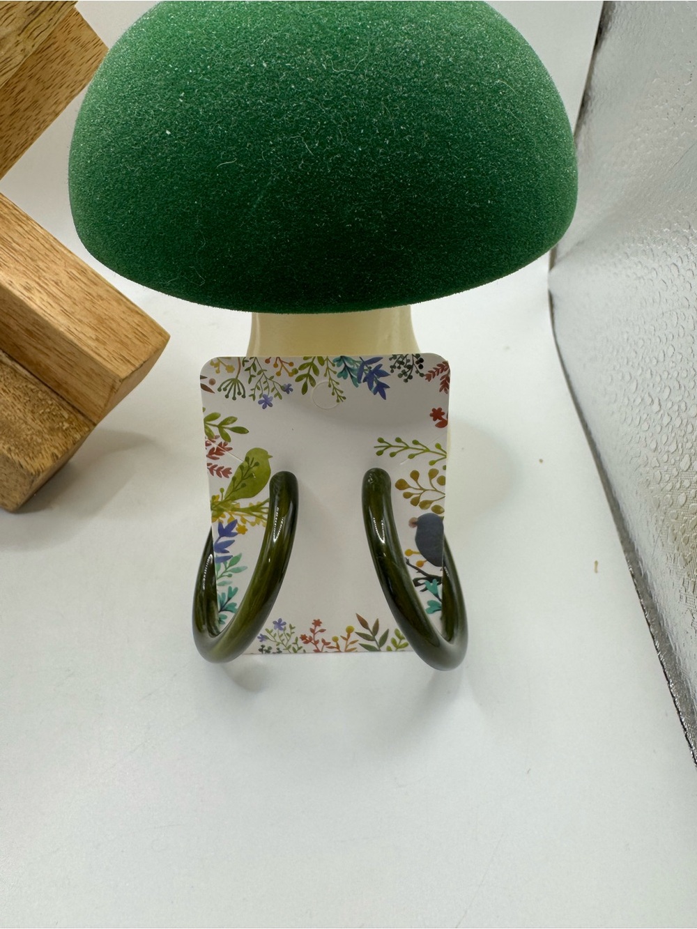 Acrylic Green Hoop Earrings NEW